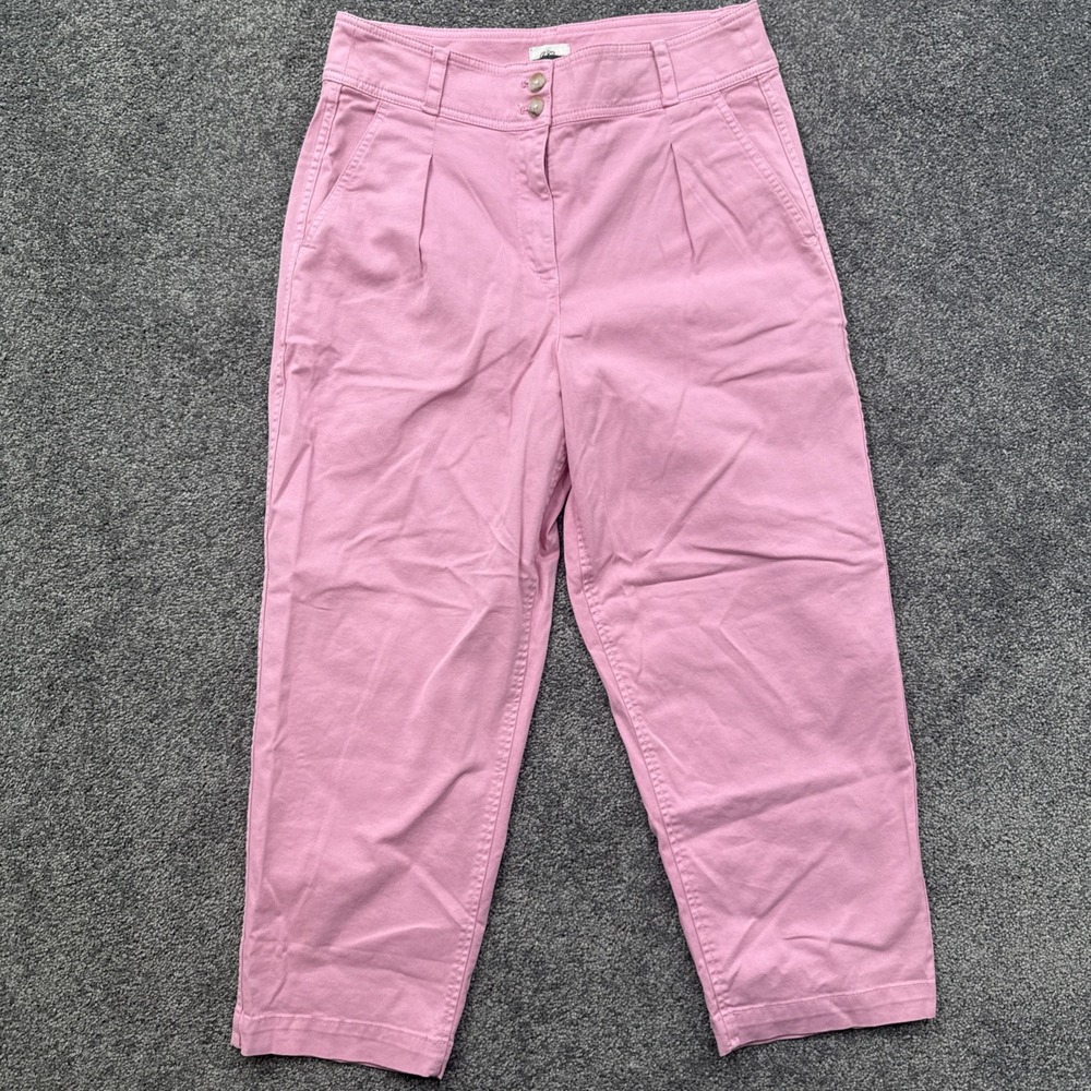 Womens 10 J.CREW Pants Pleated Garment Dyed Straight Solid Chino Dress Pink